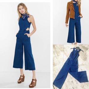 Size 2 Express sleeveless denim jumpsuit with side cut-out detail